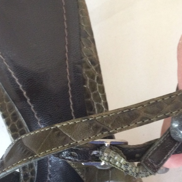 Ann Taylor Leather Faux Croc Slingback’s! Green 8! - Picture 10 of 16